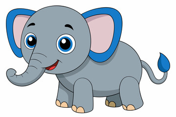 elephant cartoon vector on white background