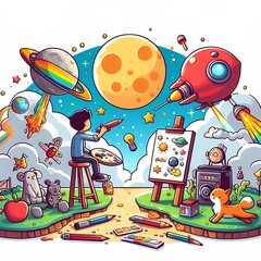 space shuttle and rocket