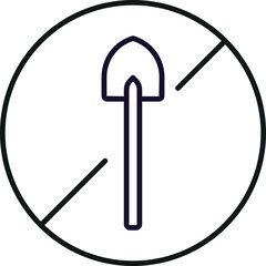 Shovel Prohibited Icon for Graphic Design, Web Sites, Cards, Books, Articles