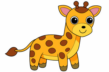 giraffe cartoon vector on white background
