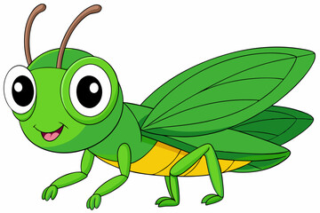 grasshopper cartoon vector on white background