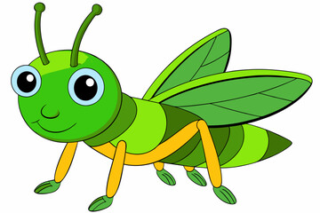 grasshopper cartoon vector on white background