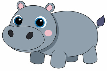 hippo cartoon vector on white background