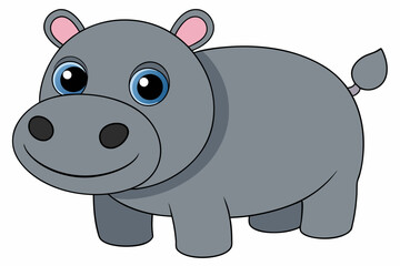 hippo cartoon vector on white background