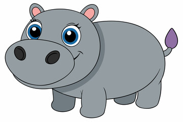 hippo cartoon vector on white background