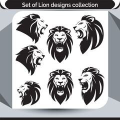 Modern Lion Head and Silhouette Logotype Collection for Designers