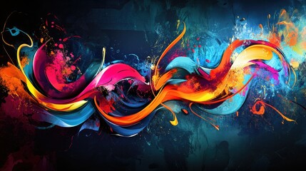 Abstract digital artwork featuring vibrant,
