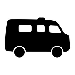 Silhouette illustration of a vintage camping van perfect for road trips