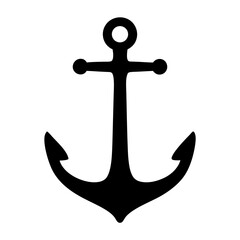 Simple Black Anchor Silhouette Isolated on a White Background for Nautical Themes