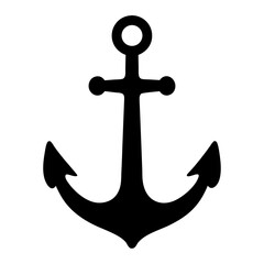 Black Silhouette of a Maritime Anchor Design on White Background for Graphics