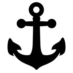 Simple Black Anchor Symbol Isolated on a White Background Represents Stability