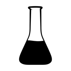 Black silhouette of laboratory flask containing liquid on a white background