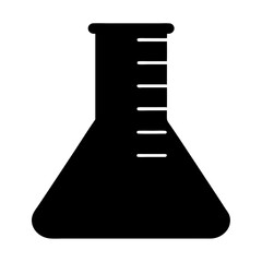 Silhouette of Erlenmeyer flask with volume measurement lines for scientific experimentation