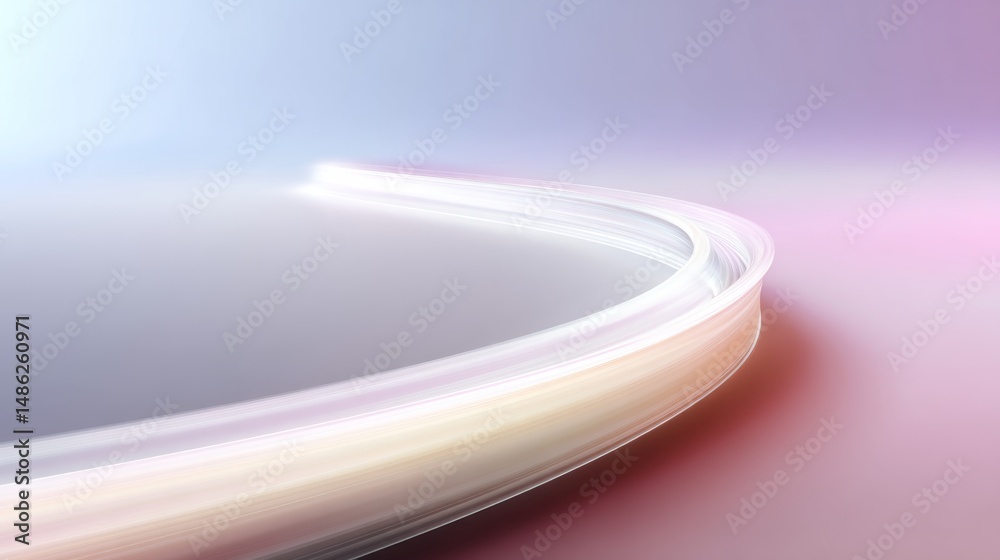 Poster Curved path illustrates user experience flow with glowing pastel waypoints. The minimalist gradient background enhances the overall abstract aesthetic