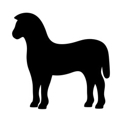 Elegant black horse silhouette standing isolated on a clean white background