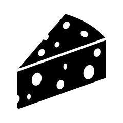 Black and white vector graphic of a wedge of swiss cheese