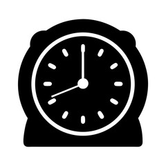 Silhouette of a classic bedside alarm clock showing ten minutes to twelve
