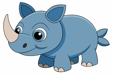 rhino cartoon vector on white background