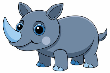 rhino cartoon vector on white background