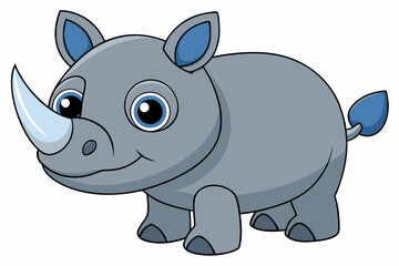rhino cartoon vector on white background