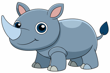 rhino cartoon vector on white background