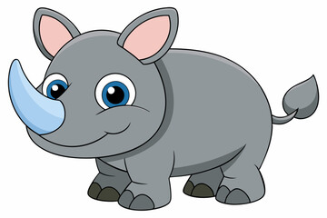 rhino cartoon vector on white background