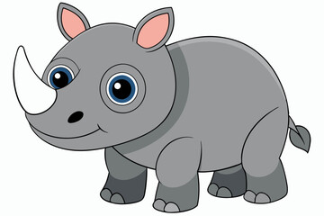 rhino cartoon vector on white background