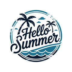 Summer Vacation Tropical Paradise Beach Hello Summer Typographic Design