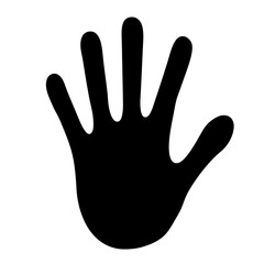 Fototapeta premium Stylized black handprint illustration on a white background with rounded fingers