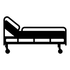 Isolated side view silhouette of a hospital bed on wheels object