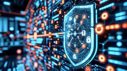 Obraz premium Smart Digital Threat Prevention Network in 3D