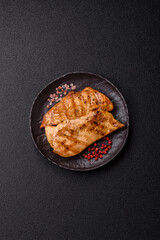 Chicken breast, grilled fillet, meat meal on a plate