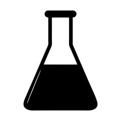 Black silhouette of an Erlenmeyer flask with liquid used for chemistry experiment