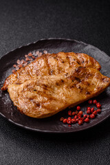 Chicken breast, grilled fillet, meat meal on a plate