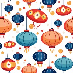 Colorful decorative lanterns in a repeating pattern