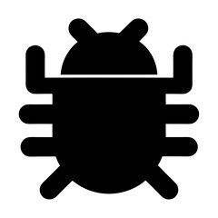 Stylized vector drawing of a stylized beetle in solid black color