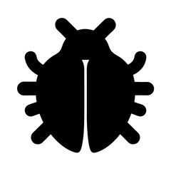 Stylized vector drawing of a stylized beetle in solid black color