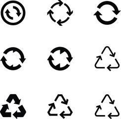 Recycle Icon Set. Circular Arrows, Loop & Sustainability Symbols