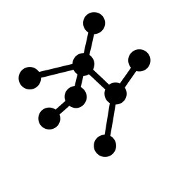 Black and White Illustration of a Molecular Structure with Connections and Nodes