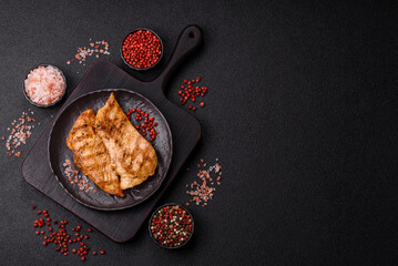 Chicken breast, grilled fillet, meat meal on a plate