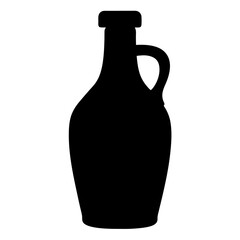 Silhouette of an Elegant Vintage Wine Jug With Handle and Lid