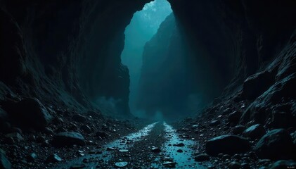 Obraz premium Mysterious dark abyss, perfect for backgrounds Intense black texture, deep shadows , darkness, dark background