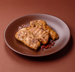 Chicken breast, grilled fillet, meat meal on a plate
