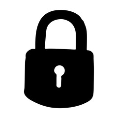 Simple black padlock illustration on a white background providing security concept