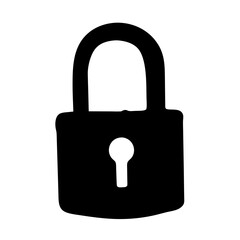 Simple Black and White Padlock Illustration Indicating Security and Protection