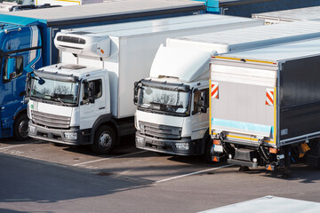 lorries at a truck stop