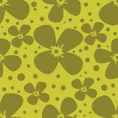 Botanical trendy seamless pattern. Flower and leaves abstract shape doodle art design for print, wallpaper, clipart, wall art for home decoration