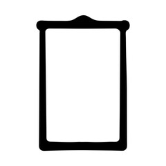 Isolated simplistic black and white picture frame with decorative top