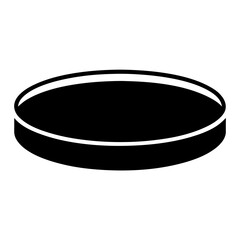 Simple black and white illustration of a puck used in ice hockey