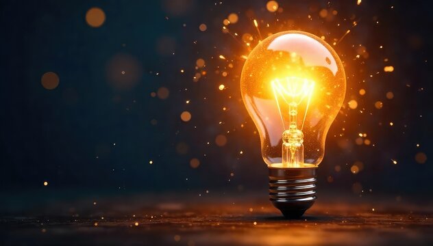 Eureka moment! A lightbulb explodes in a burst of brilliant, innovative energy, signifying a groundbreaking discovery and the dawn of a new era of progress and achievement , graphics, energy